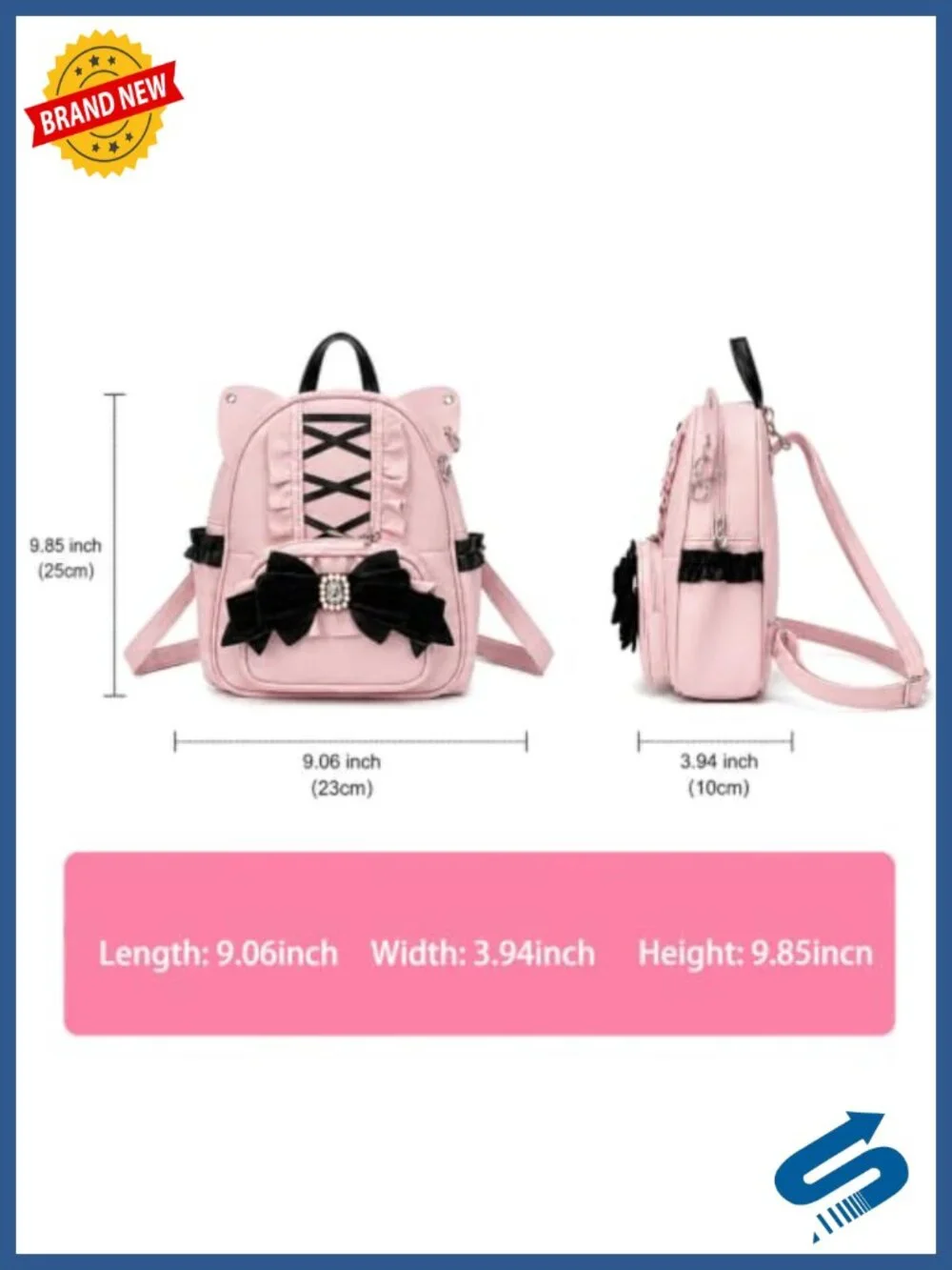 Kawaii Gothic Lolita Jirai Kei Mini Backpack PU Leather Cat Ears Bows